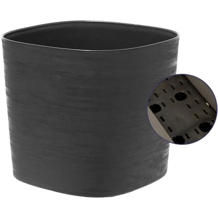 Garden Id Maceta con reserva de agua 08310169 Negro-Anth 25 x 25 cm 100% residuos domésticos 100% reciclable Superficie estructurada