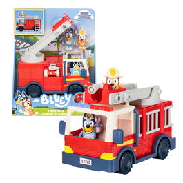 Moose Camión de Bomberos Bluey 17610 con Figuras Bluey, Bingo y Bob Bilby, Escalera Giratoria y Manguera