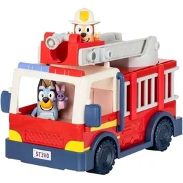 Moose Camión de Bomberos Bluey 17610 con Figuras Bluey, Bingo y Bob Bilby, Escalera Giratoria y Manguera