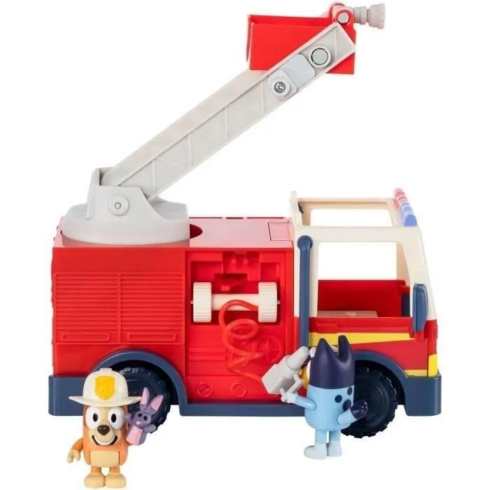 Moose Camión de Bomberos Bluey 17610 con Figuras Bluey, Bingo y Bob Bilby, Escalera Giratoria y Manguera