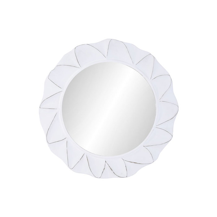 DKD Home Decor Espejo de MDF y Cristal Blanco con Acabado Rugoso 81x78 cm