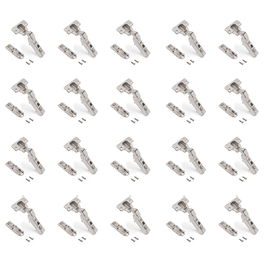 Emuca Lote de 20 bisagras codo X91 con cierre suave y suplemento recto para atornillar, Altura 1, Acero, Niquelado