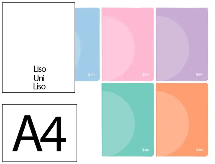 Liderpapel Libreta A4 48 hojas tapa de plástico colores pastel surtidos Liderpapel Libreta A4 48 hojas tapa de plástico colores pastel surtidos