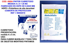 Cubretodo de Plástico de Protección 20 m²