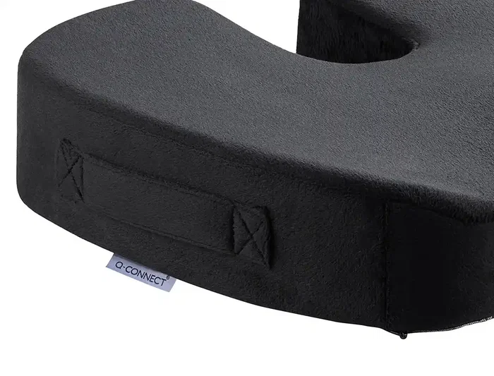 Q-connect Cojin de asiento de espuma viscoelastica, Negro, 460x370x75 mm