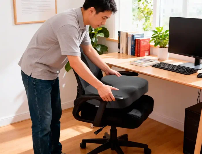 Q-connect Cojin de asiento de espuma viscoelastica, Negro, 460x370x75 mm