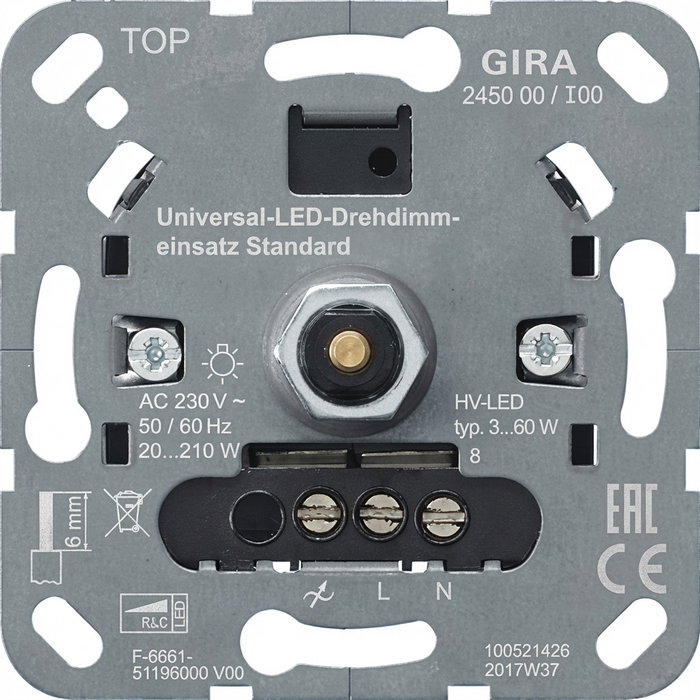 GIRA 245000 Uni-LED-Drehdimmeins. Standard Einsatz GIRA 245000 Uni-LED-Drehdimmeins. Standard Einsatz