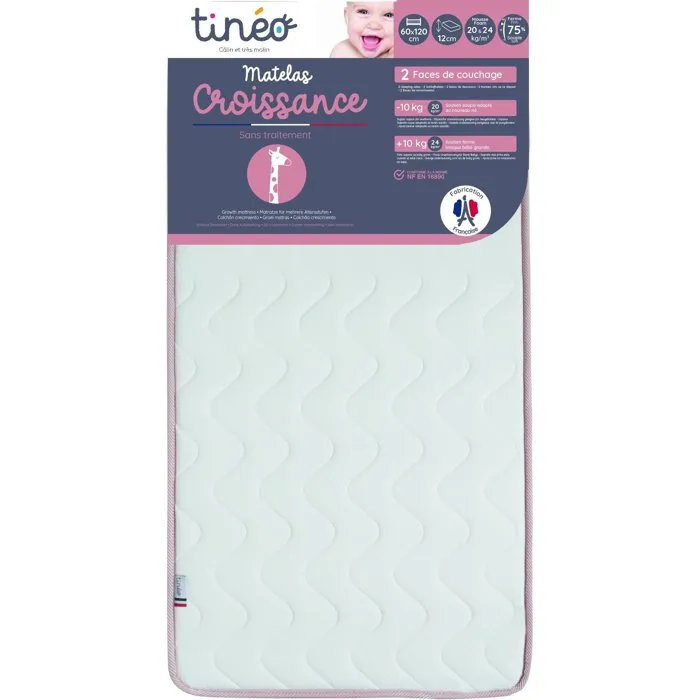 Tineo TIN3275054559607 Colchón Infantil Escalable 60x120x12 cm Doble Cara Firme Suave Tineo TIN3275054559607 Colchón Infantil Escalable 60x120x12 cm Doble Cara Firme Suave