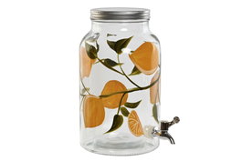 DKD Home Decor Dispensador de Bebidas de Cristal Limones 24, 5L, Amarillo