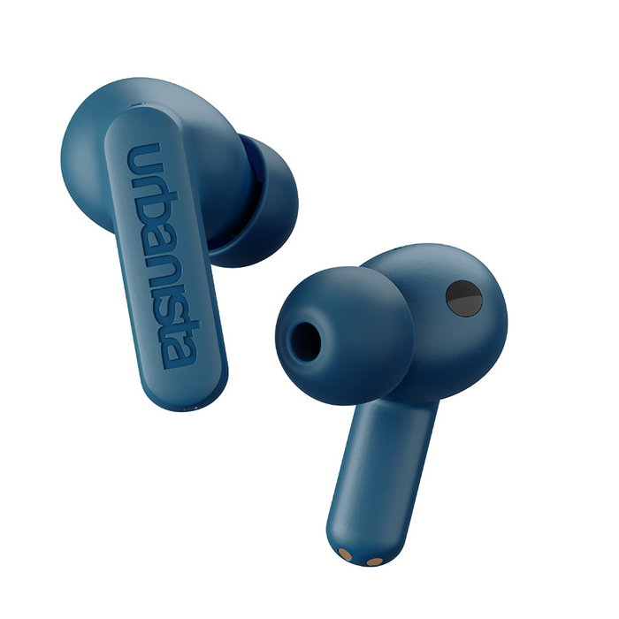 Urbanista Atlanta True Wireless - Auriculares Inalámbricos con Cancelación Activa de Ruido (ANC), Hasta 34h, Carga Qi, Color Steel Blue, Bluetooth 5.0, Controles Táctiles