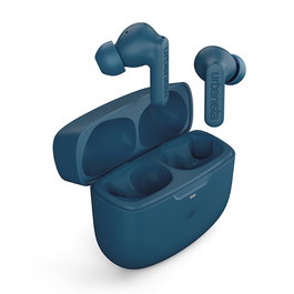 Urbanista Atlanta True Wireless - Auriculares Inalámbricos con Cancelación Activa de Ruido (ANC), Hasta 34h, Carga Qi, Color Steel Blue, Bluetooth 5.0, Controles Táctiles