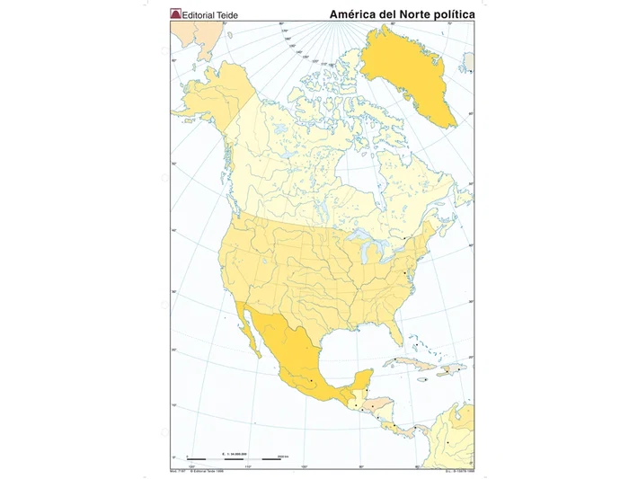 Teide Mapa mudo color Din A4 América del Norte político 210 x 297 mm 100 g/m²