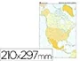 Teide Mapa mudo color Din A4 América del Norte político 210 x 297 mm 100 g/m²