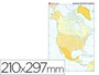 Teide Mapa mudo color Din A4 América del Norte político 210 x 297 mm 100 g/m²