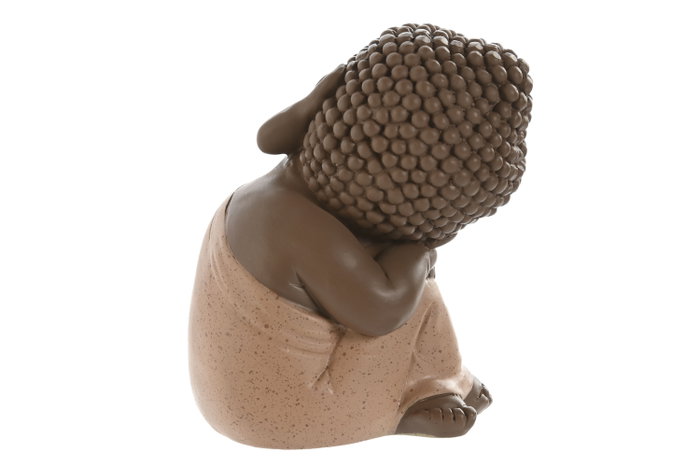 DKD Home Decor Figura Oriental Buda Resina Coral Lima Naranja 8 x 12.5 x 8 cm (3 Unidades)