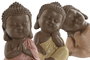 DKD Home Decor Figura Oriental Buda Resina Coral Lima Naranja 8 x 12.5 x 8 cm (3 Unidades)