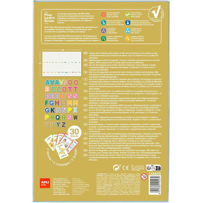 Apli 19443 Magnets Alfabeto Juego para Aprender a Escribir en Español e Inglés
