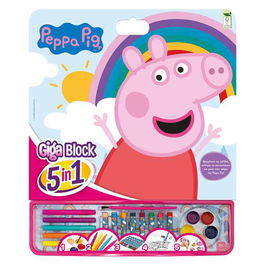Cefa Libro de pegatinas para pintar Giga Block Peppa Pig 5 en 1
