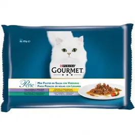 Purina Gourmet Perle - Laminas para Gatos con Legumbres y Cordero, 12 Cajas de 4x85 gr - Alimento Húmedo Alta Calidad