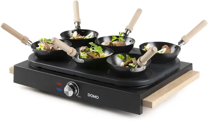 Domo DO8719W Set de wok para fiestas 2 en 1 - 6 personas - Wok y panqueques - 1000 W