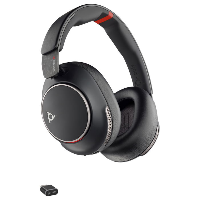 HP Voyager Surround 85 UC Auriculares Bluetooth USB-C/A Negros con Base de Carga para Llamadas y Música
