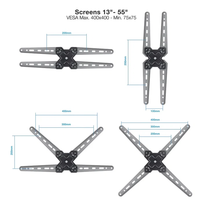 Tooq LP1355TN-B Soporte de Pared Extensible para TV de 13-55 pulgadas Tooq LP1355TN-B Soporte de Pared Extensible para TV de 13-55 pulgadas