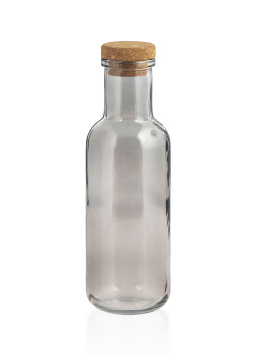 La Mediterran Botella de Vidrio Lisa con Tapón de Corcho Pintado 1L (8.7x8.7x27.8 cm) (24 Unidades)