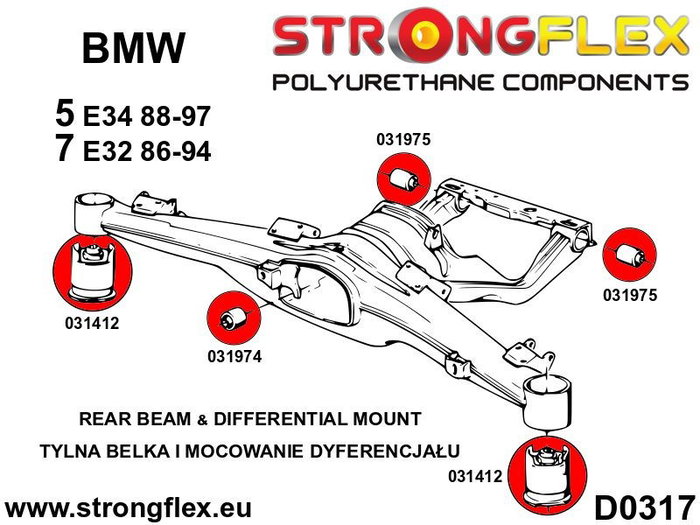 StrongFlex 031975B Trasero Diferencial - Trasero Silentblock con alta flexibilidad, resistencia a carga y abrasión