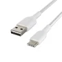 Belkin CAB002BT1MWH Cable USB 1 m USB A a USB C Blanco - Conectores Macho Derecho, Plug and Play