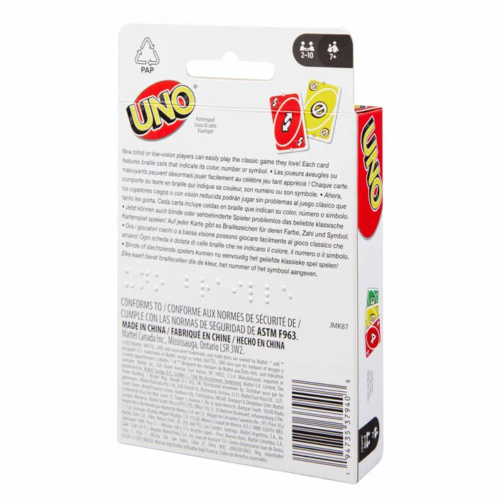 Mattel Juego de cartas UNO Braille Mattel Juego de cartas UNO Braille