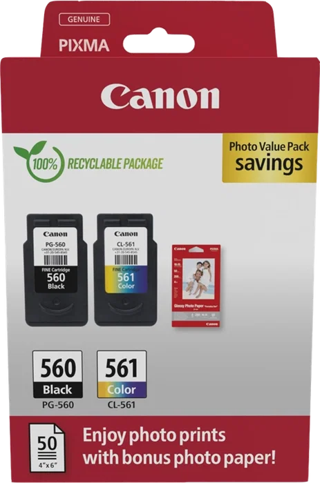 Canon PG-560 + CL-561 Photo Value Pack con Papel Fotográfico Canon PG-560 + CL-561 Photo Value Pack con Papel Fotográfico