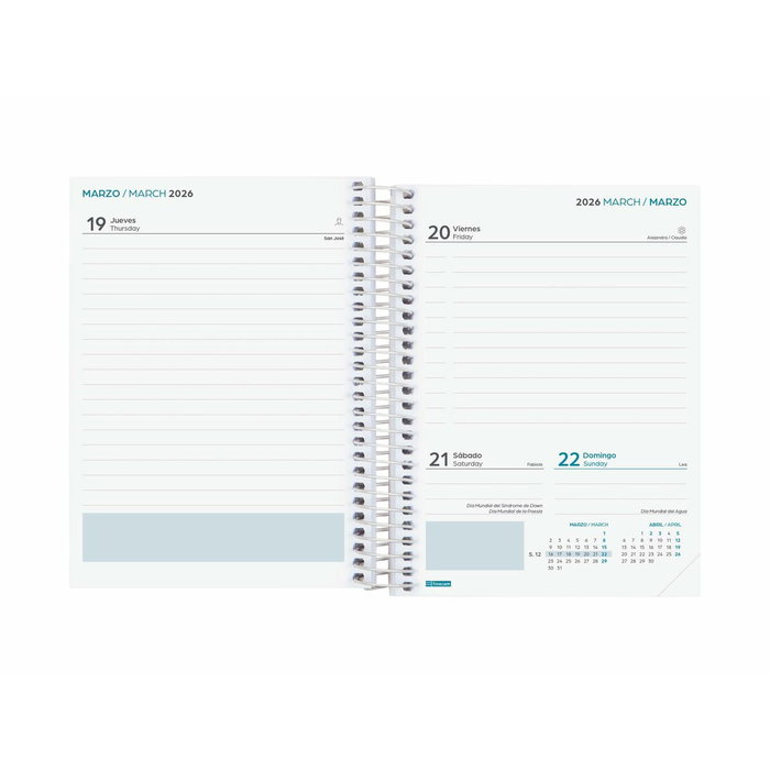 FINOCAM Agenda Escolar Cool 2025-26 Espiral Tapa Extradura Negro 120x164mm 8º
