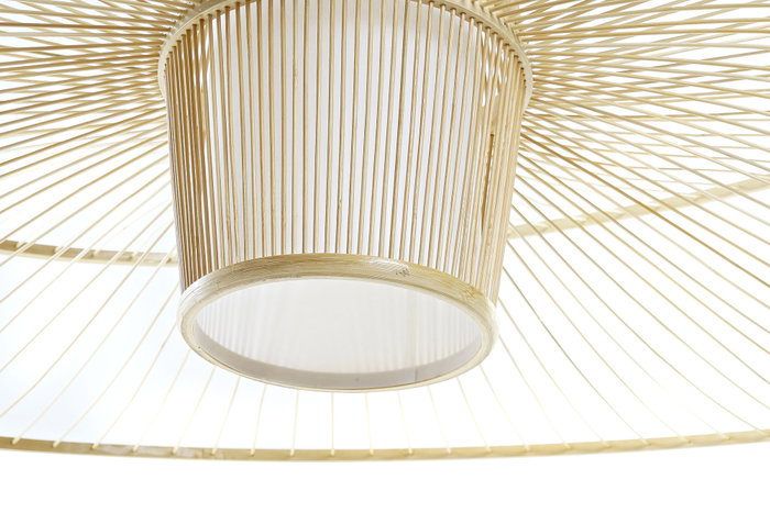 DKD Home Decor Lámpara Techo Urban Natural Blanco 100 x 32 x 100 cm Bambú Poliéster