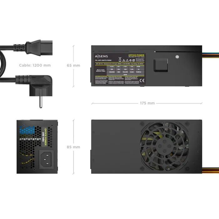 Aisens Fuente de Alimentación TFX 500W ASPC-500TFX-PSEBK Negra
