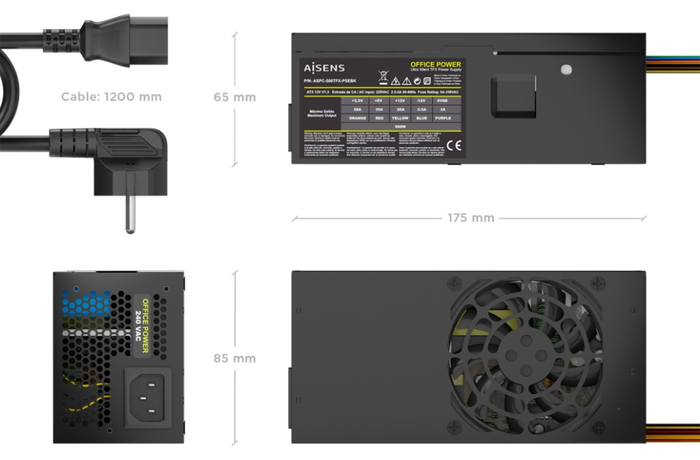 Aisens Fuente de Alimentación TFX 500W ASPC-500TFX-PSEBK Negra