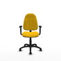 Silla de oficina Algarra con mecanismo Contacto permanente básico tapizada con Tela color Amarillo. Equipada con Base poliamida negra, Brazos 1D y Ruedas de nailon 50 mm