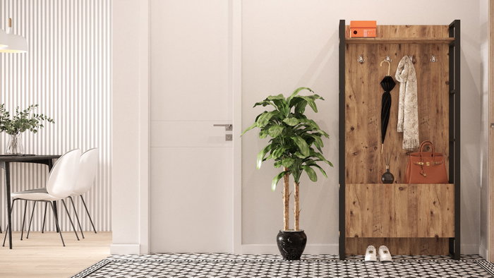 Hanah Home Ml13-A Soporte de recibidor moderno e industrial color pino atlántico 90x34x180 cm Hanah Home Ml13-A Soporte de recibidor moderno e industrial color pino atlántico 90x34x180 cm