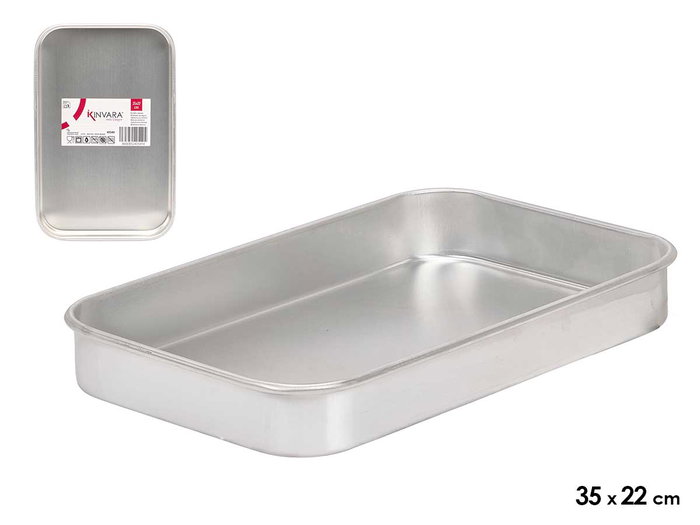 KINVARA Bandeja de Aluminio 35x22cm Plata (Pack de 6) KINVARA Bandeja de Aluminio 35x22cm Plata (Pack de 6)