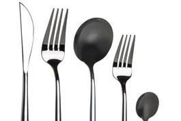 DKD Home Decor Juego de Cubertería Chic 20 Piezas Negro Inox