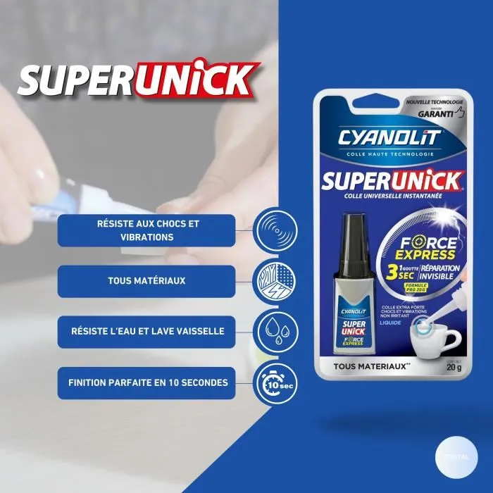 Cyanolit CYA3279580010526 Pegamento de reparación Super unick instant pro, Alta resistencia, Fijación rápida, 20 g