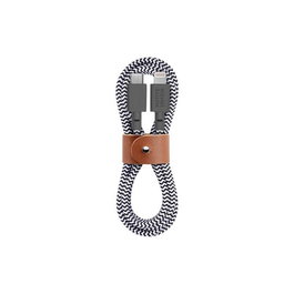 Native Union KV-C-Lightning Cable de Carga Lightning 1.2m Ultra Resistente Trenzado Nylon Kevlar, Correa Cuero Anti-enredos, Apple MFi, Zebra