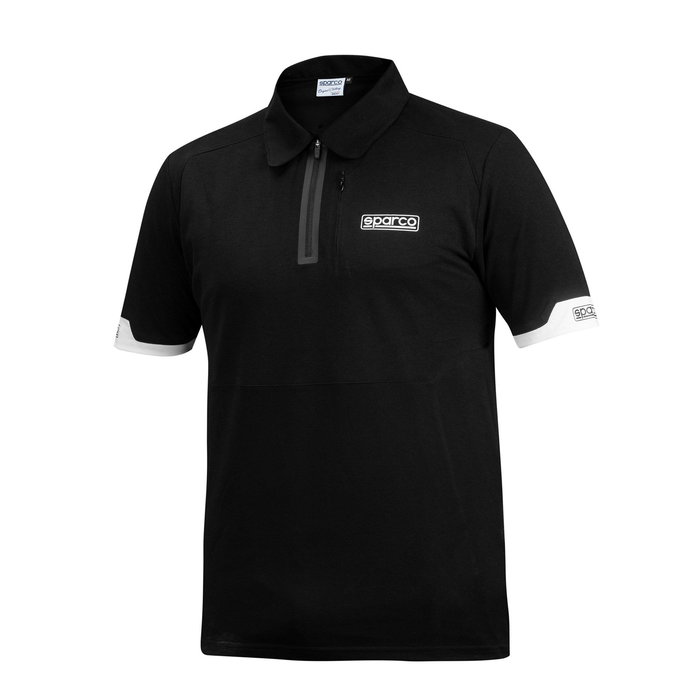 Sparco S01367NR2M Polo con Cremallera Ultraligera Piqué Algodón Poliéster Elástico Negro Talla M para Equipo Corporativo