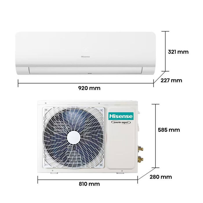 Hisense Aire Acondicionado Split 1x1 con Tecnología Inverter, Wi-Fi, 4300 Frig/h (3.5 kW), A+++, R32