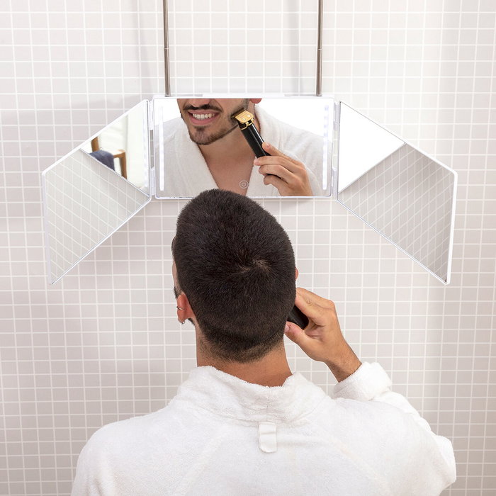 Inde Espejo para Baño con Luz LED y Visión 360° - Pack de 4 Unidades
