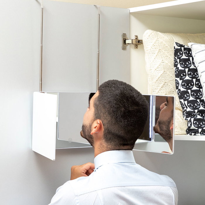 Inde Espejo para Baño con Luz LED y Visión 360° - Pack de 4 Unidades