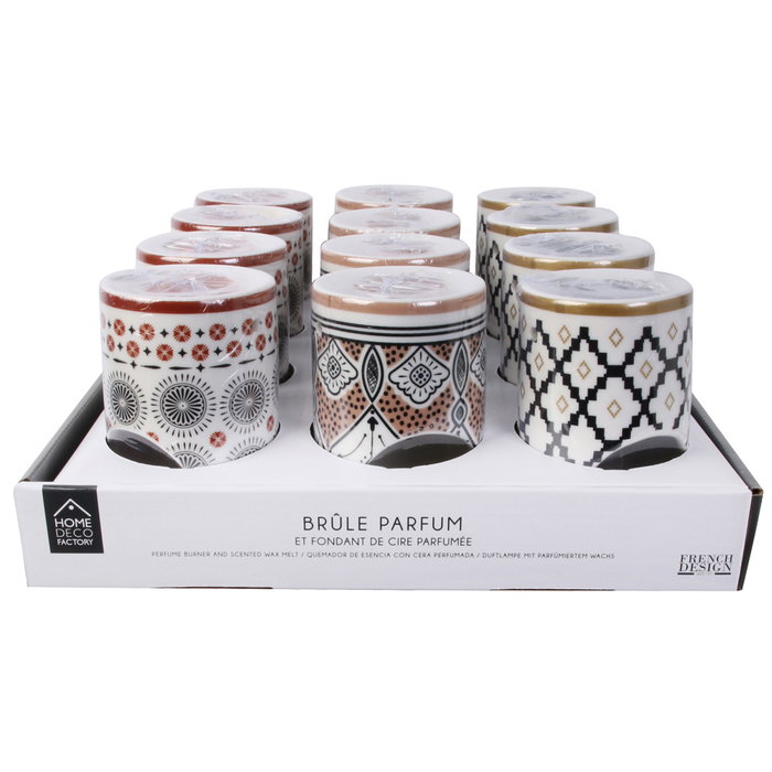 Home Deco Factory Mirage Quemador Esencias Con Cera Perfume Dorado Sándalo Canela Ámbar Beige Almizcle Blanco