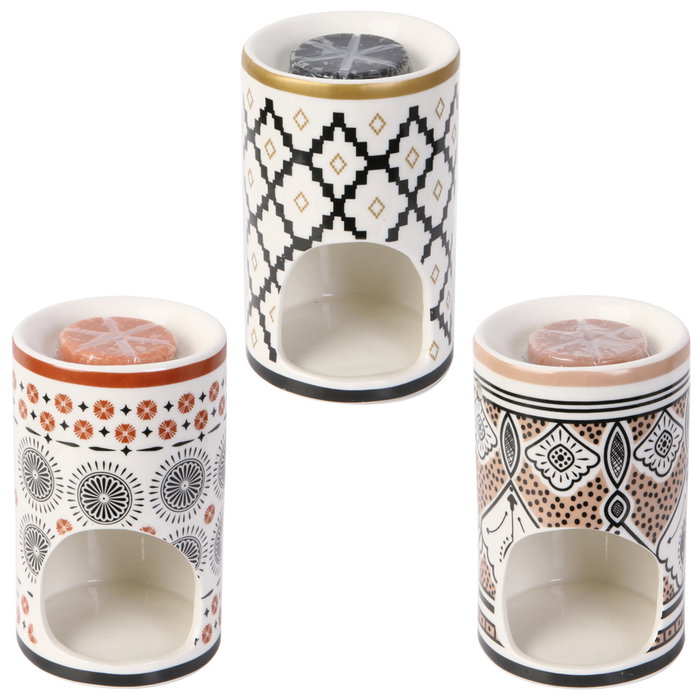 Home Deco Factory Mirage Quemador Esencias Con Cera Perfume Dorado Sándalo Canela Ámbar Beige Almizcle Blanco