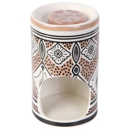 Home Deco Factory Mirage Quemador Esencias Con Cera Perfume Dorado Sándalo Canela Ámbar Beige Almizcle Blanco