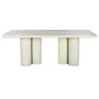DKD Home Decor Mesa de Comedor Granito y MDF Simil Madera Blanco