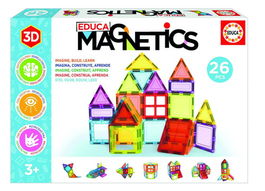 Educa Borrás 20022 Juego Construcción Magnético con 26 Piezas Translúcidas de Colores